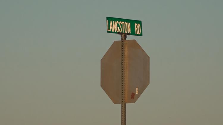 Aerial view of Highway 127 and Langston Road intersection in Perry, Georgia, showing traffic flow.